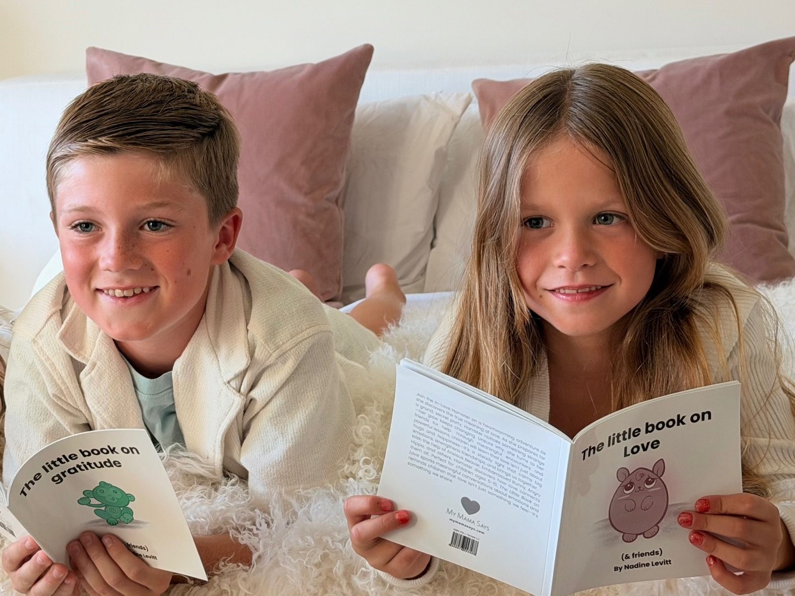 Boy and girl reading the little books