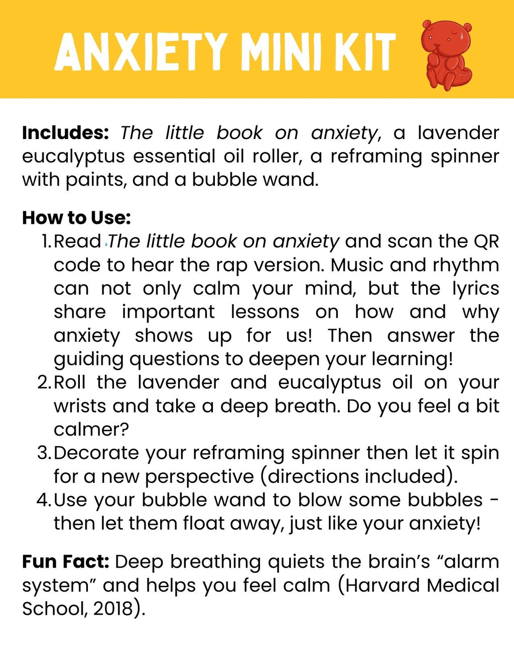 Anxiety emotion learning mini kit