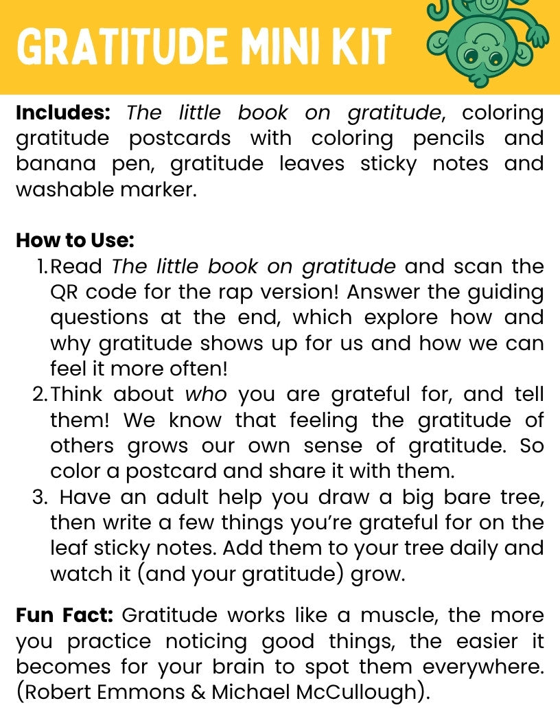 My Mama Says Gratitude Toolkit mini activity guide front cover for kids' emotional learning