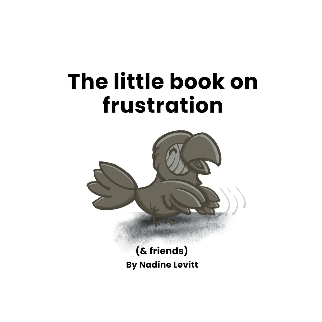 Cover of 'The little book on frustration' by Nadine Levitt with a cartoon character on a white background.