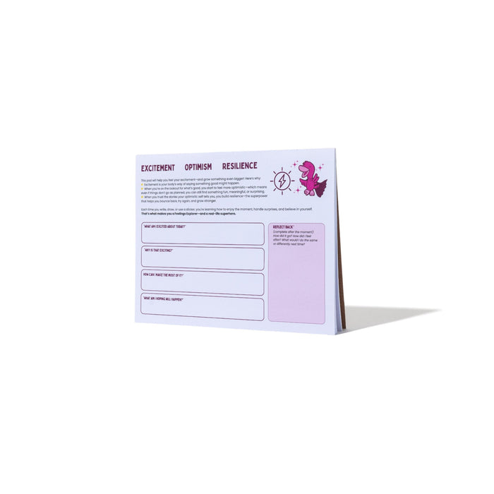 Excitement to resilience writing pad, part of the My Mama Says Excitement emotion learning kit