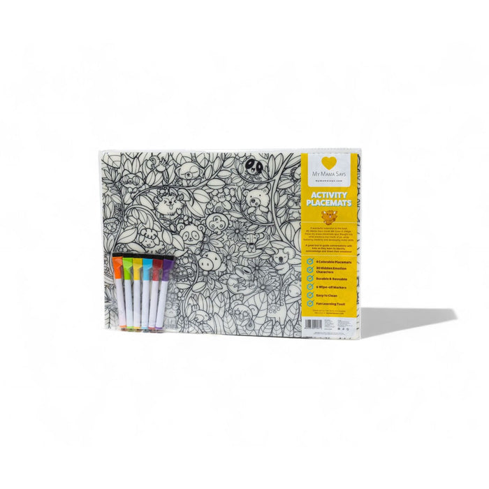 Emotions coloring placemats, part of the My Mama Says Happiness emotion learning kit